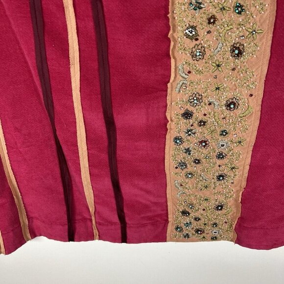 NWT Anthropologie Fei Velvet Embroidered Beaded Silk Blend Skirt Women’s Size 14 - Picture 4 of 13